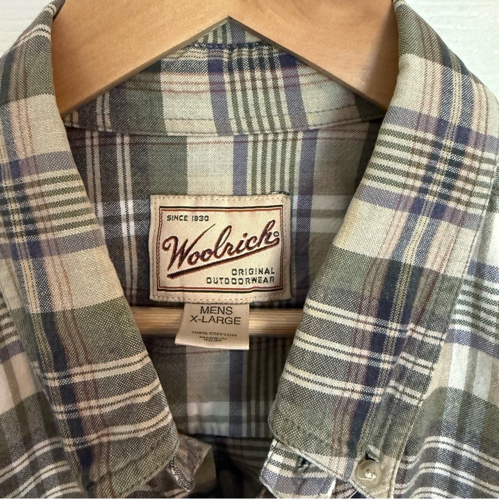 Woolrich Shirt Gingham Check Mens Short Sleeve 100% Cotton Button Up XL - Picture 6 of 9